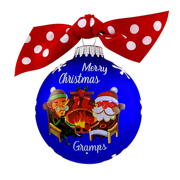3 1/4" Hugs Giftable Glass Ball Ornament with Merry Christmas Gramps