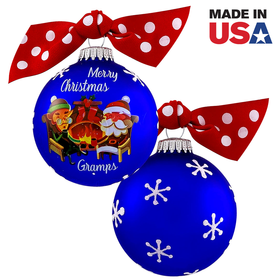 3 1/4" Hugs Giftable Glass Ball Ornament with Merry Christmas Gramps