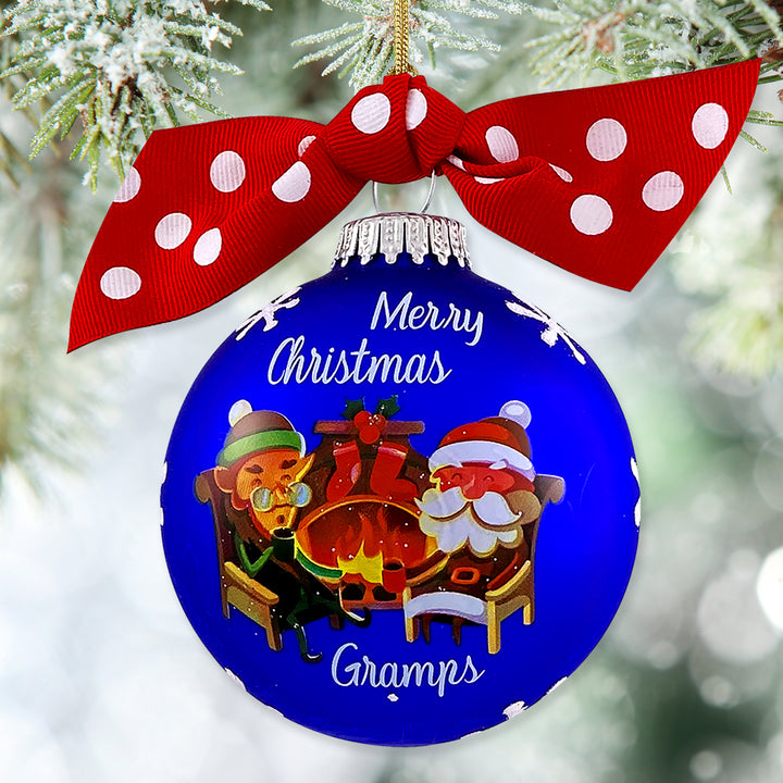 3 1/4" Hugs Giftable Glass Ball Ornament with Merry Christmas Gramps