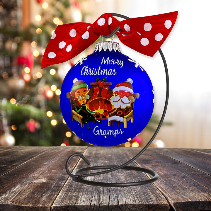 3 1/4" Hugs Giftable Glass Ball Ornament with Merry Christmas Gramps