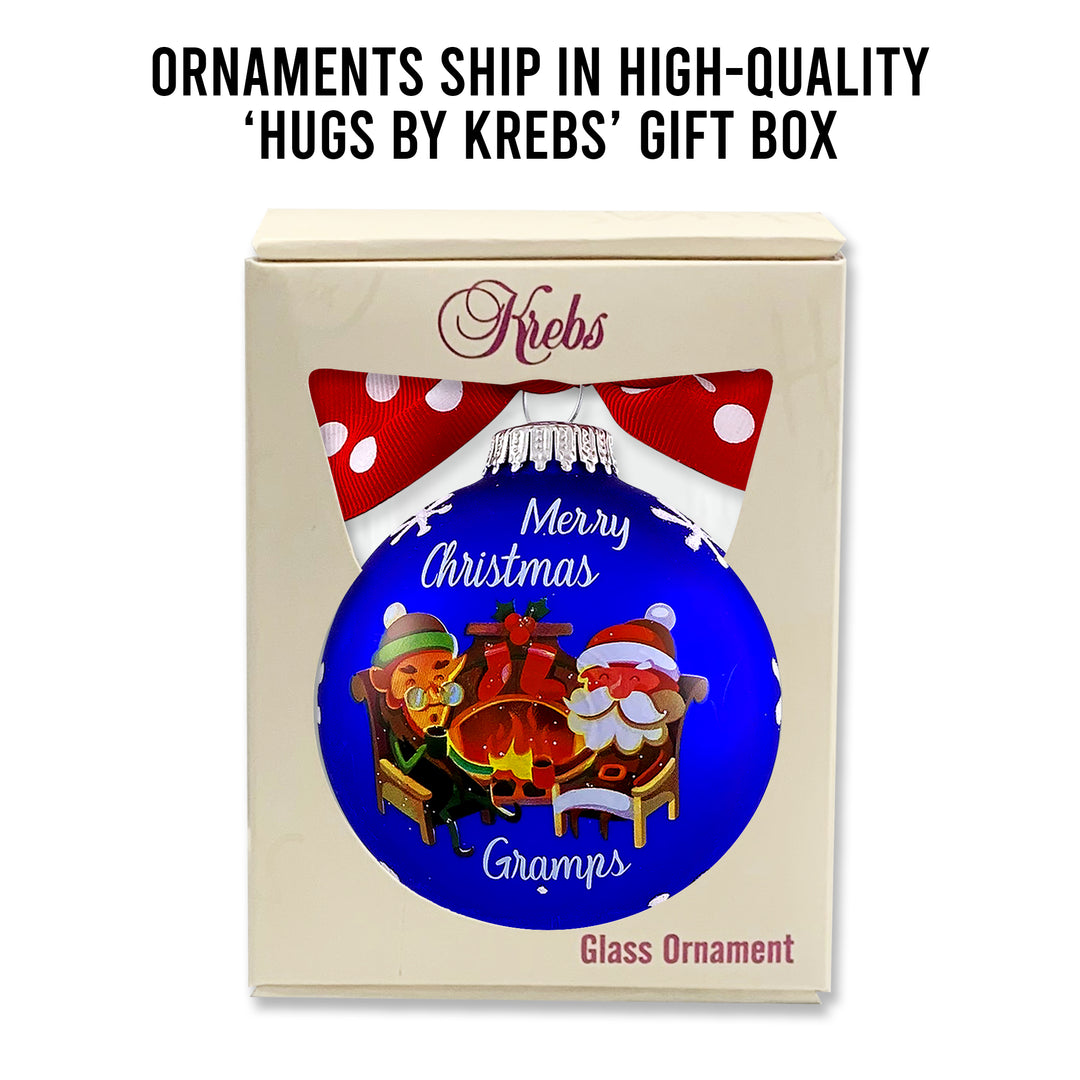 3 1/4" Hugs Giftable Glass Ball Ornament with Merry Christmas Gramps