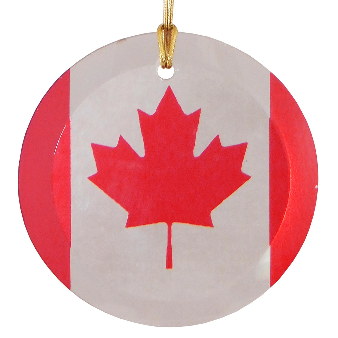 3.5" Round Glass Suncatcher with Canadian Flag