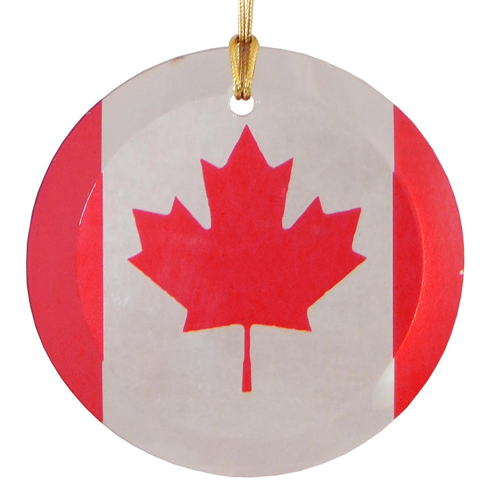 3.5" Round Glass Suncatcher with Canadian Flag
