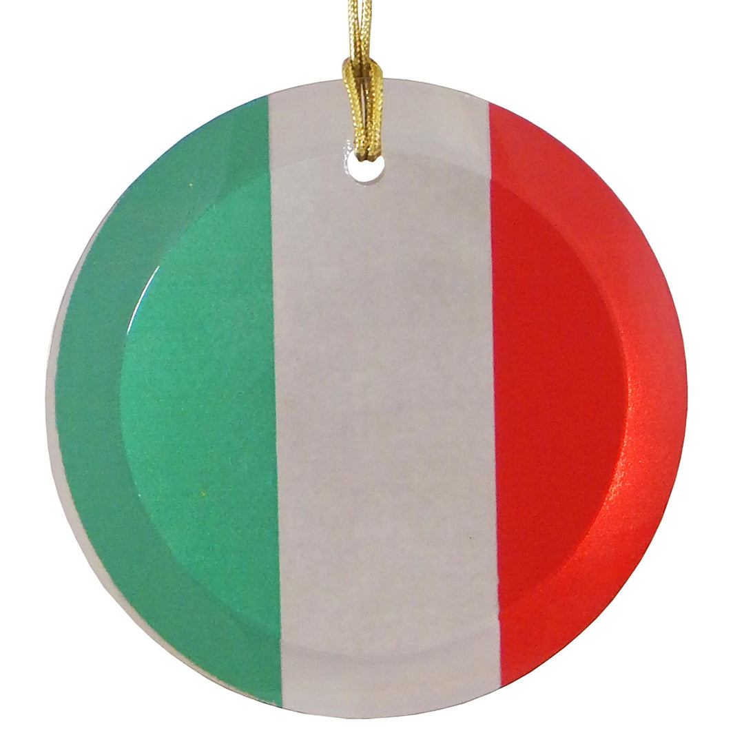 3.5" Round Glass Suncatcher with Italian Flag