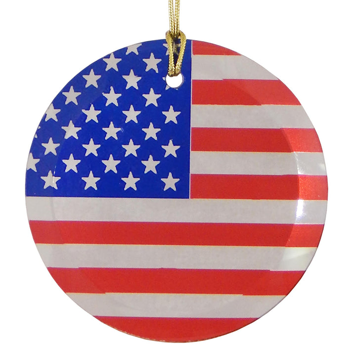 3.5" Round Glass Suncatcher with American Flag