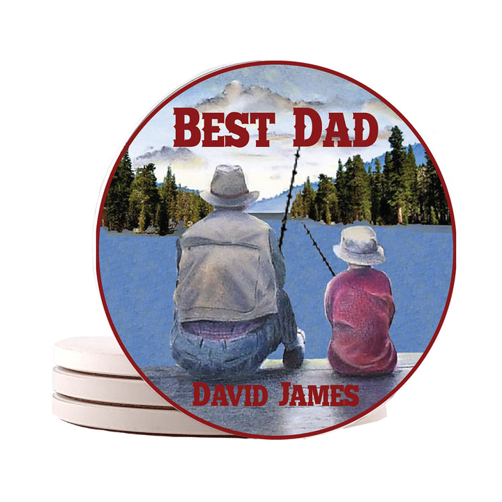 [Set of 4] 4" Premium Absorbent Square Coaster Set | "Hugs & Family" Collection Coasters |Set of 4
