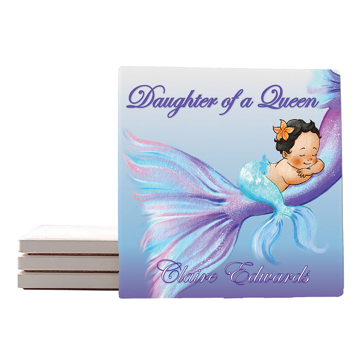 [Set of 4] 4" Premium Absorbent Square Coaster Set | "Hugs & Family" Collection Coasters |Set of 4