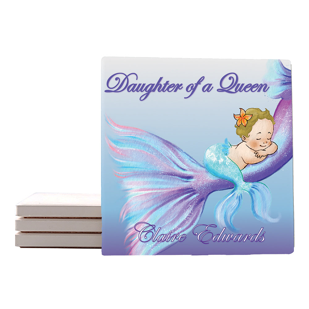 [Set of 4] 4" Premium Absorbent Square Coaster Set | "Hugs & Family" Collection Coasters |Set of 4