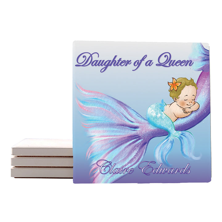 [Set of 4] 4" Premium Absorbent Square Coaster Set | "Hugs & Family" Collection Coasters |Set of 4