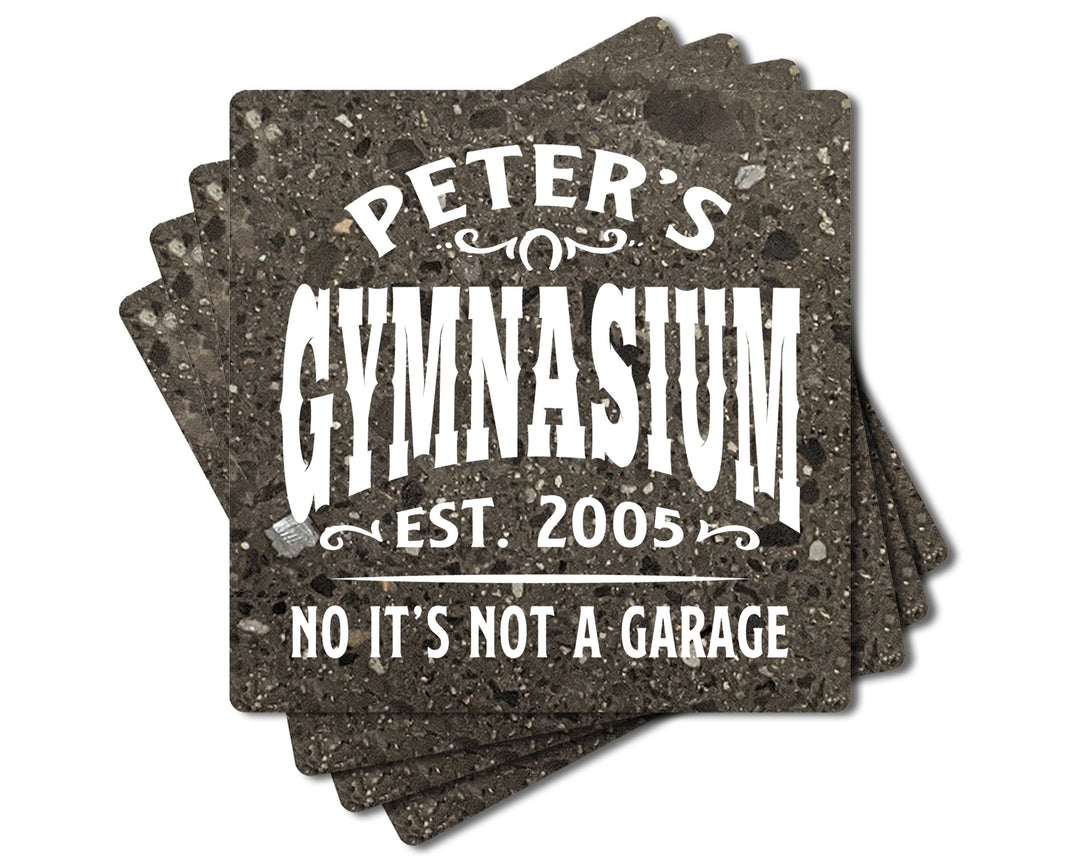 4" Personalized "Man Cave & She Shed Collection" Terrazzo Style Stone Coasters, Set of 4 Pieces