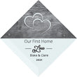3" Personalized "Our First" Collection, Beveled Glass Suncatcher | Red Velvet Drawstring Gift Bag Pouch