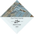 3" Personalized "Our First" Collection, Beveled Glass Suncatcher | Red Velvet Drawstring Gift Bag Pouch