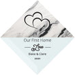 3" Personalized "Our First" Collection, Beveled Glass Suncatcher | Red Velvet Drawstring Gift Bag Pouch
