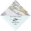 3" Personalized "Our First" Collection, Beveled Glass Suncatcher | Red Velvet Drawstring Gift Bag Pouch