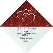 3" Personalized "Our First" Collection, Beveled Glass Suncatcher | Red Velvet Drawstring Gift Bag Pouch