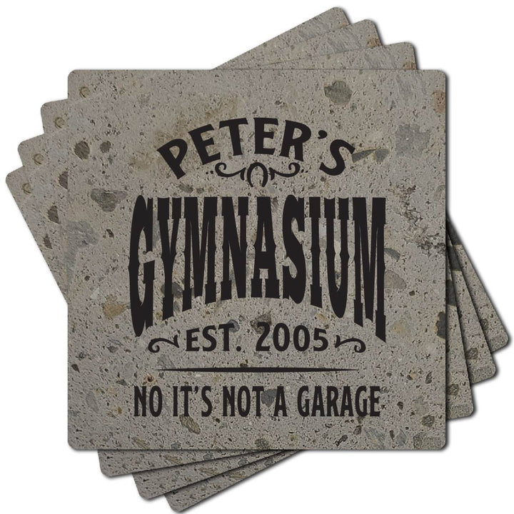 4" Personalized "Man Cave & She Shed Collection" Terrazzo Style Stone Coasters, Set of 4 Pieces
