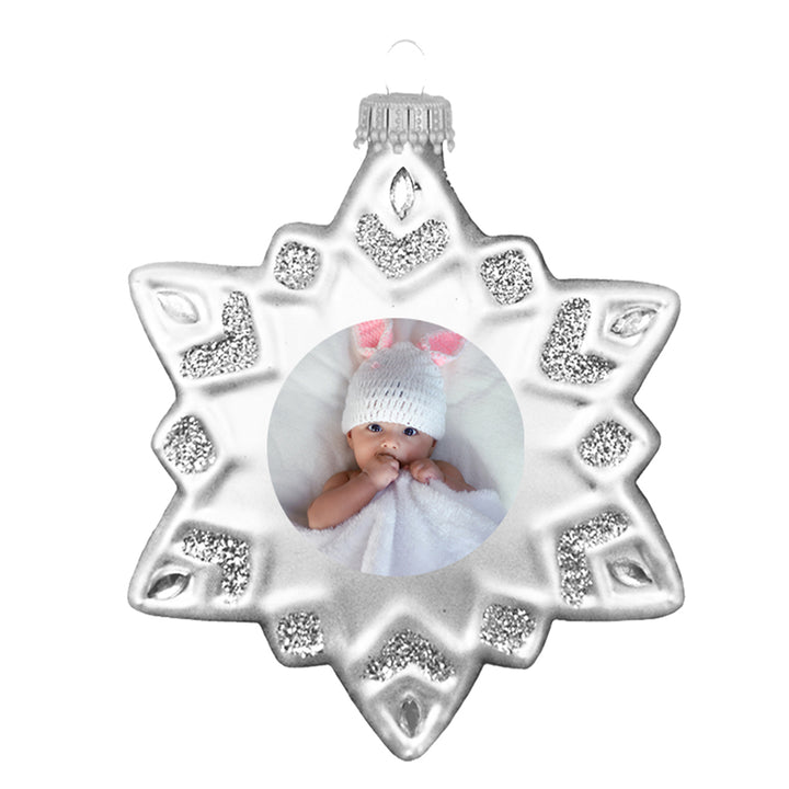 Personalized Snowflake Glass Ornament Gift, Customize with Your Personal Photo