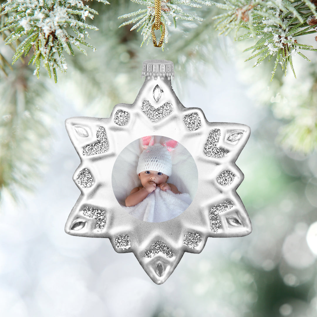 Personalized Snowflake Glass Ornament Gift, Customize with Your Personal Photo