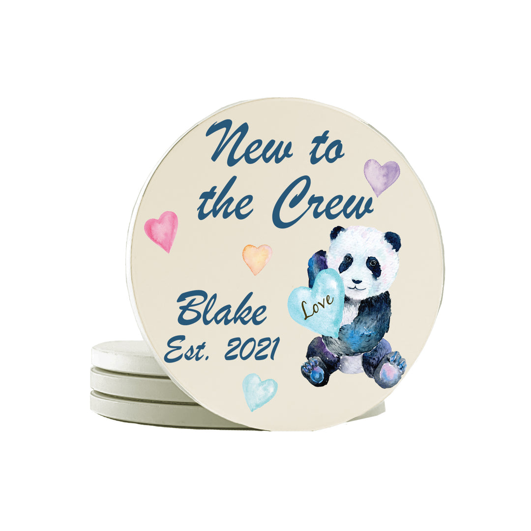 Krebs Personalized  Ceramic Stone Drink Coasters Set of 4-4" Keepsake Babys First Gift Collection