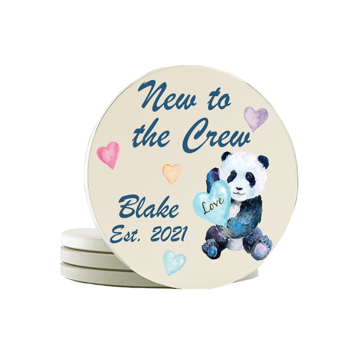 Krebs Personalized  Ceramic Stone Drink Coasters Set of 4-4" Keepsake Babys First Gift Collection
