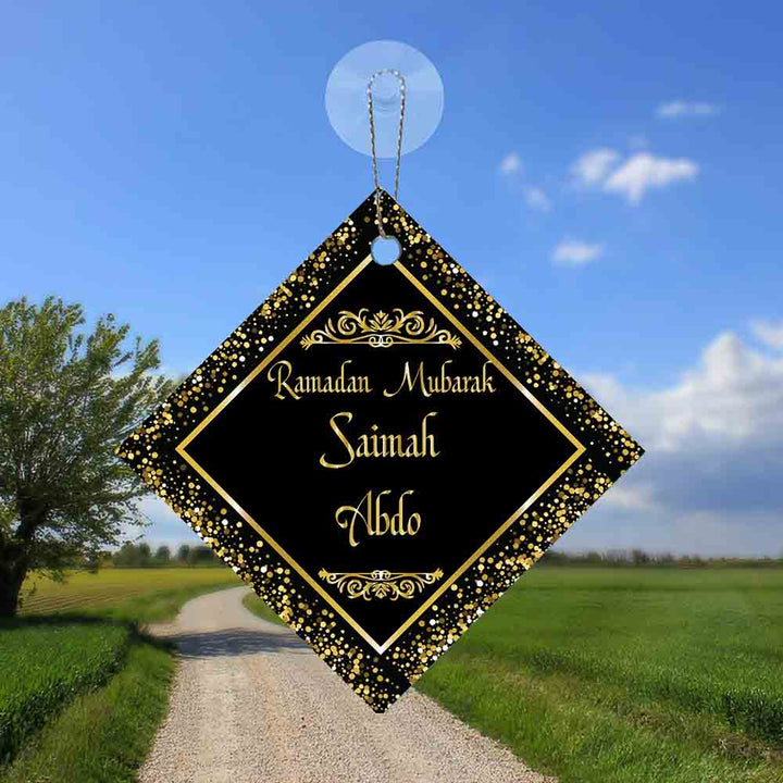 3" Personalized "Islam Quote" Glass Diamond Suncatcher with Black & Gold Design