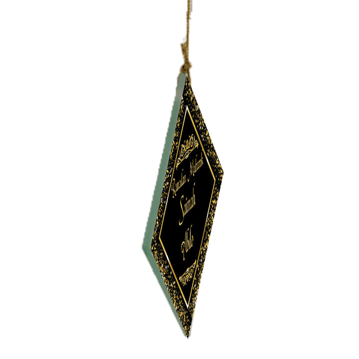 3" Personalized "Islam Quote" Glass Diamond Suncatcher with Black & Gold Design