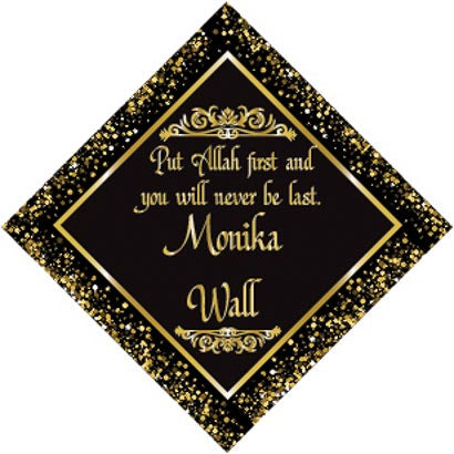 3" Personalized "Islam Quote" Glass Diamond Suncatcher with Black & Gold Design