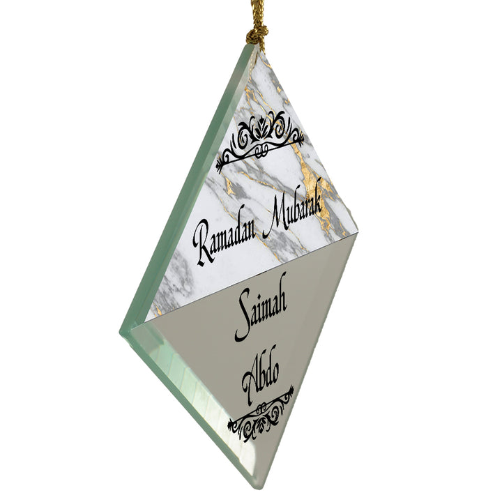 3" Personalized "Islam Quote" Glass Diamond Suncatcher with Marble Design
