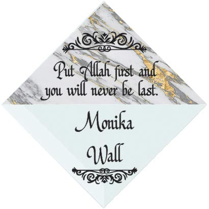 3" Personalized "Islam Quote" Glass Diamond Suncatcher with Marble Design