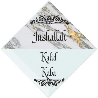 3" Personalized "Islam Quote" Glass Diamond Suncatcher with Marble Design