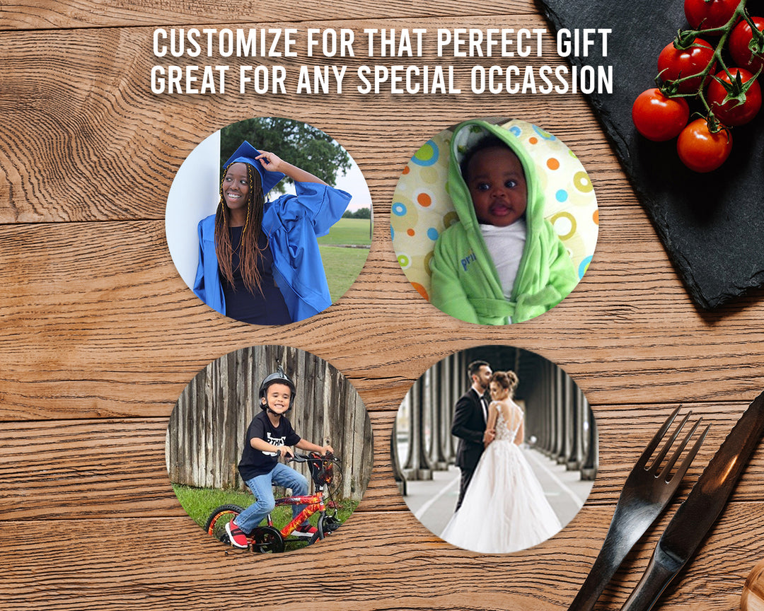 Krebs Photo Coasters for Drinks Set of 4-4" Absorbent Ceramic Stone Special Occasions Perfect Custom Valentine Gift Baby’s First Birthday