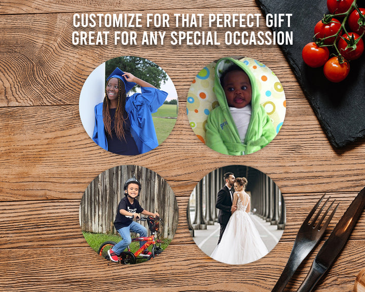 Krebs Photo Coasters for Drinks Set of 4-4" Absorbent Ceramic Stone Special Occasions Perfect Custom Valentine Gift Baby’s First Birthday