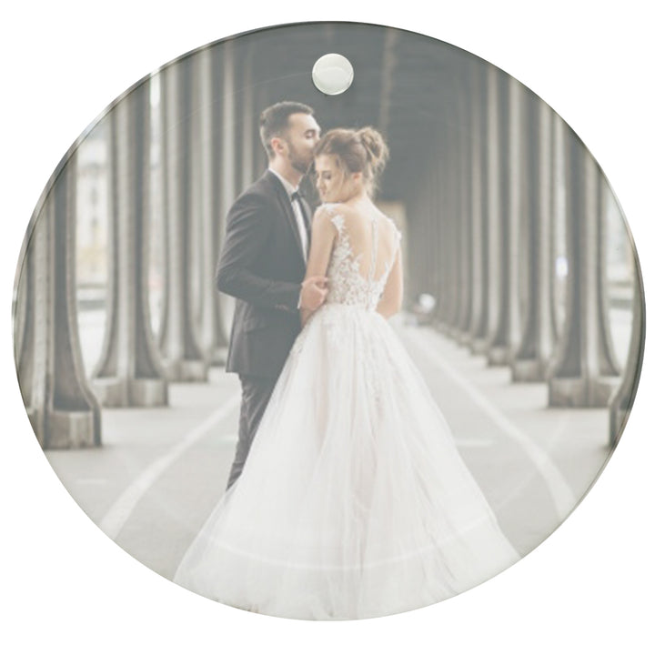 Krebs Personalized Photo Beveled Glass Ornament Suncatcher 3.5” Wedding Gift Anniversary Family Holiday Special Occasions Valentine Graduation Baby's First Bridal Mother’s Day Nursery Décor w/Gift Bag