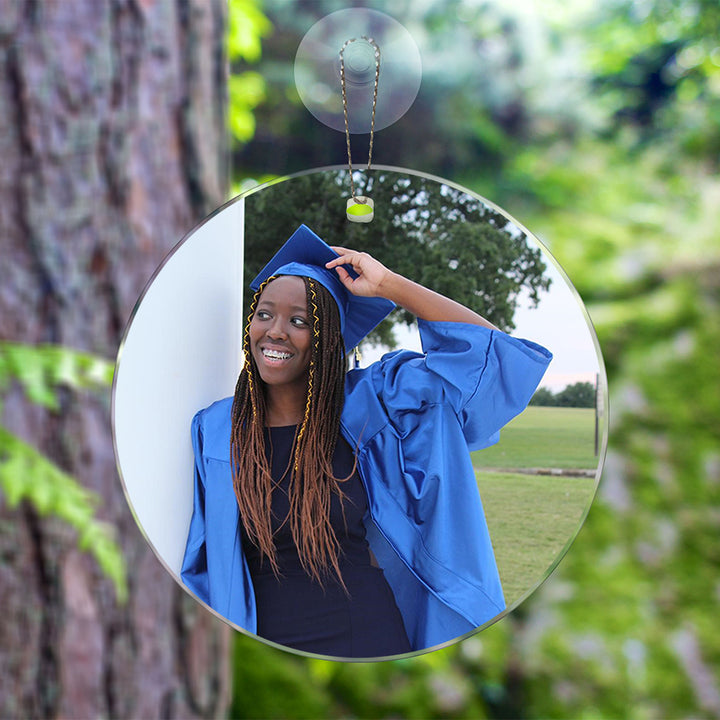 Krebs Personalized Photo Beveled Glass Ornament Suncatcher 3.5” Wedding Gift Anniversary Family Holiday Special Occasions Valentine Graduation Baby's First Bridal Mother’s Day Nursery Décor w/Gift Bag