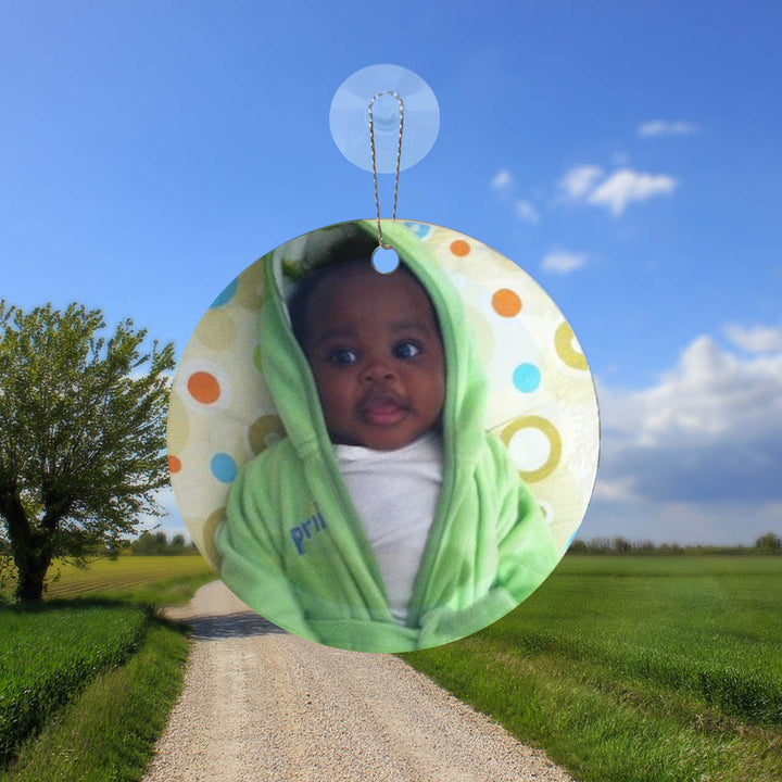 Krebs Personalized Photo Beveled Glass Ornament Suncatcher 3.5” Wedding Gift Anniversary Family Holiday Special Occasions Valentine Graduation Baby's First Bridal Mother’s Day Nursery Décor w/Gift Bag