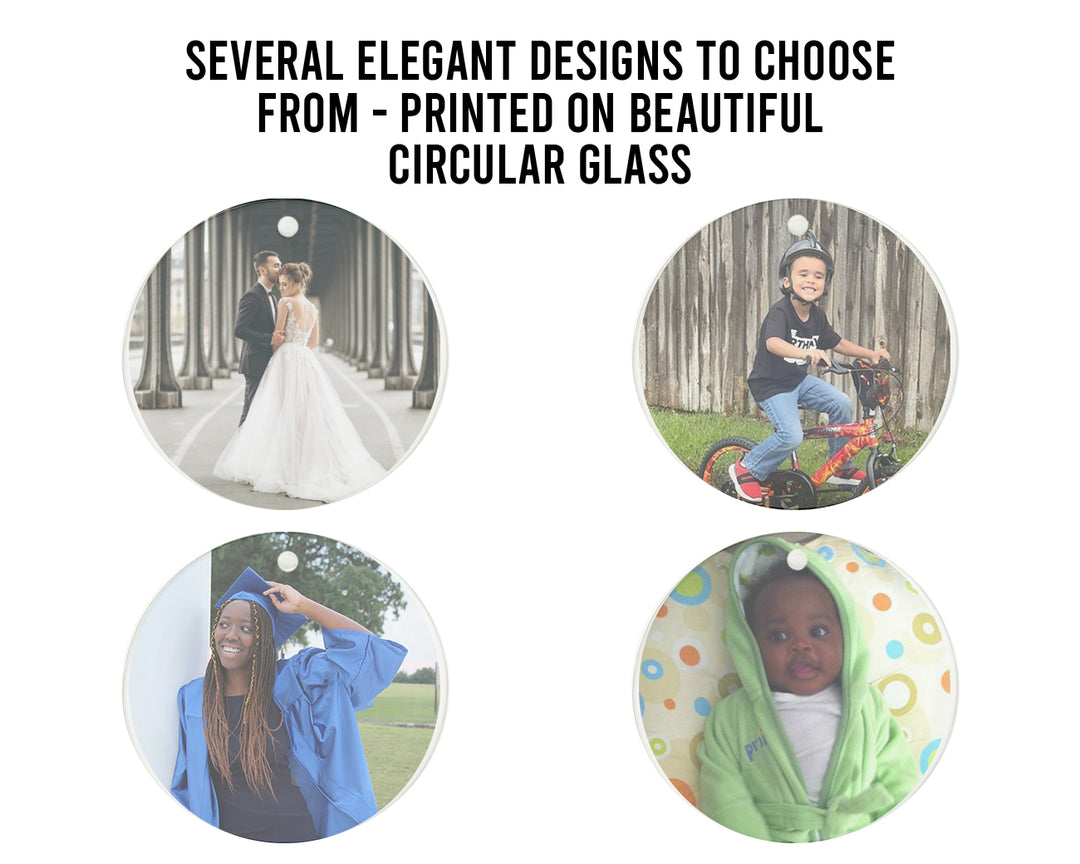 Krebs Personalized Photo Beveled Glass Ornament Suncatcher 3.5” Wedding Gift Anniversary Family Holiday Special Occasions Valentine Graduation Baby's First Bridal Mother’s Day Nursery Décor w/Gift Bag