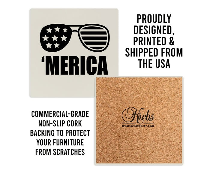 4" Personalized "Where it Began Collection by States" Ceramic Coasters, Set of 4 Pieces