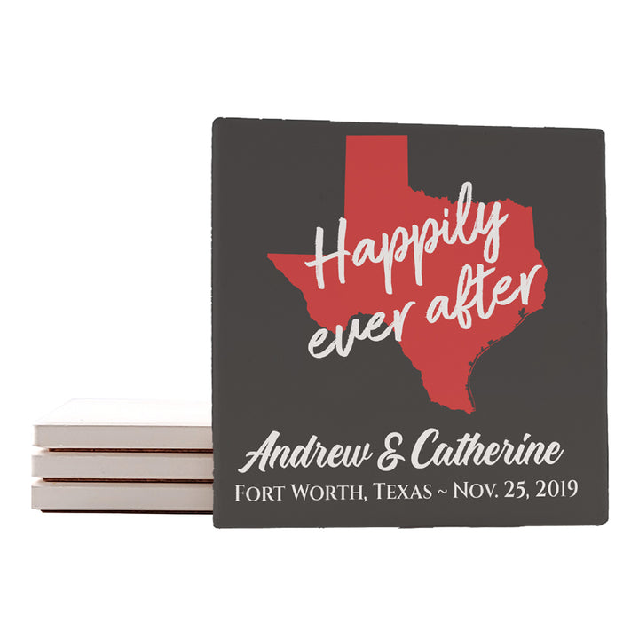 4" Personalized "Where it Began Collection by States" Ceramic Coasters, Set of 4 Pieces