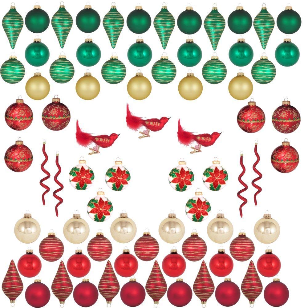 Traditional glass ornaments tree decorating kit