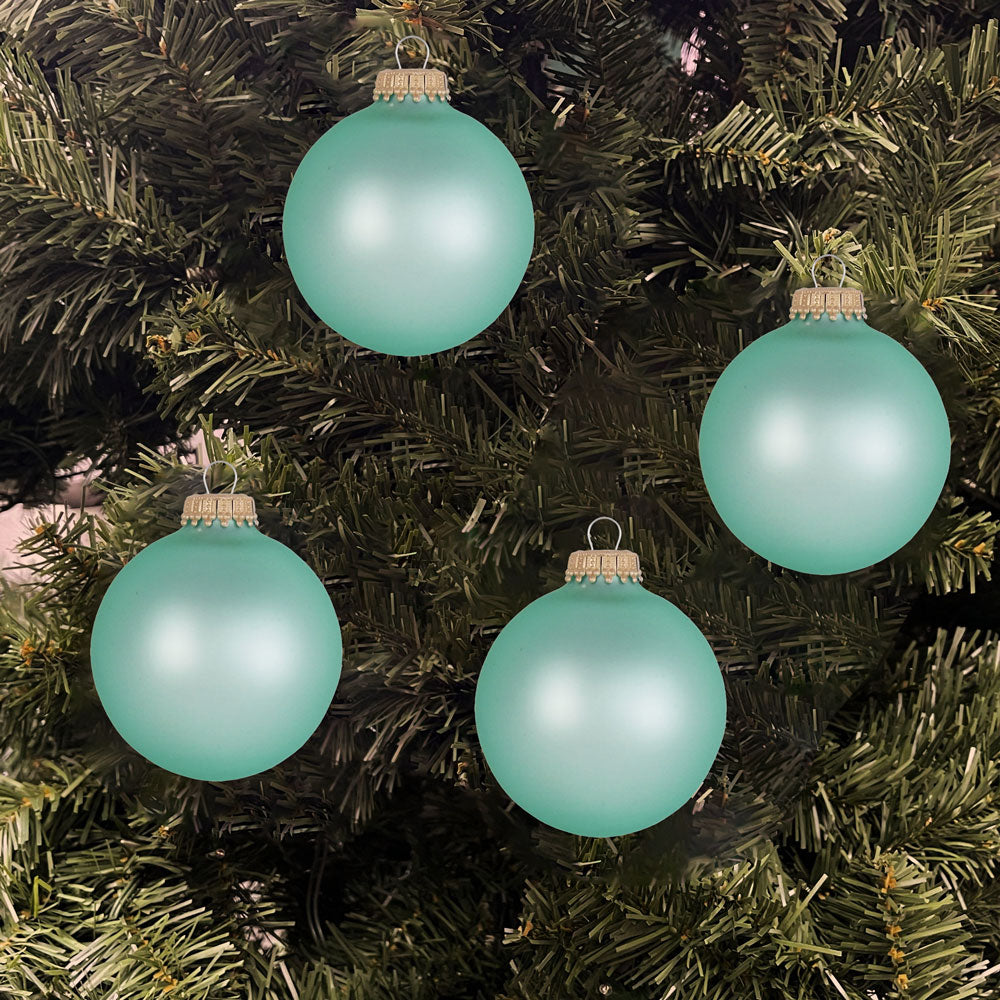 Glass Christmas Tree Ornaments - 67mm / 2.63" [8 Pieces] Designer Balls from Christmas By Krebs Seamless Hanging Holiday Decor (Velvet Mermaid Blue)