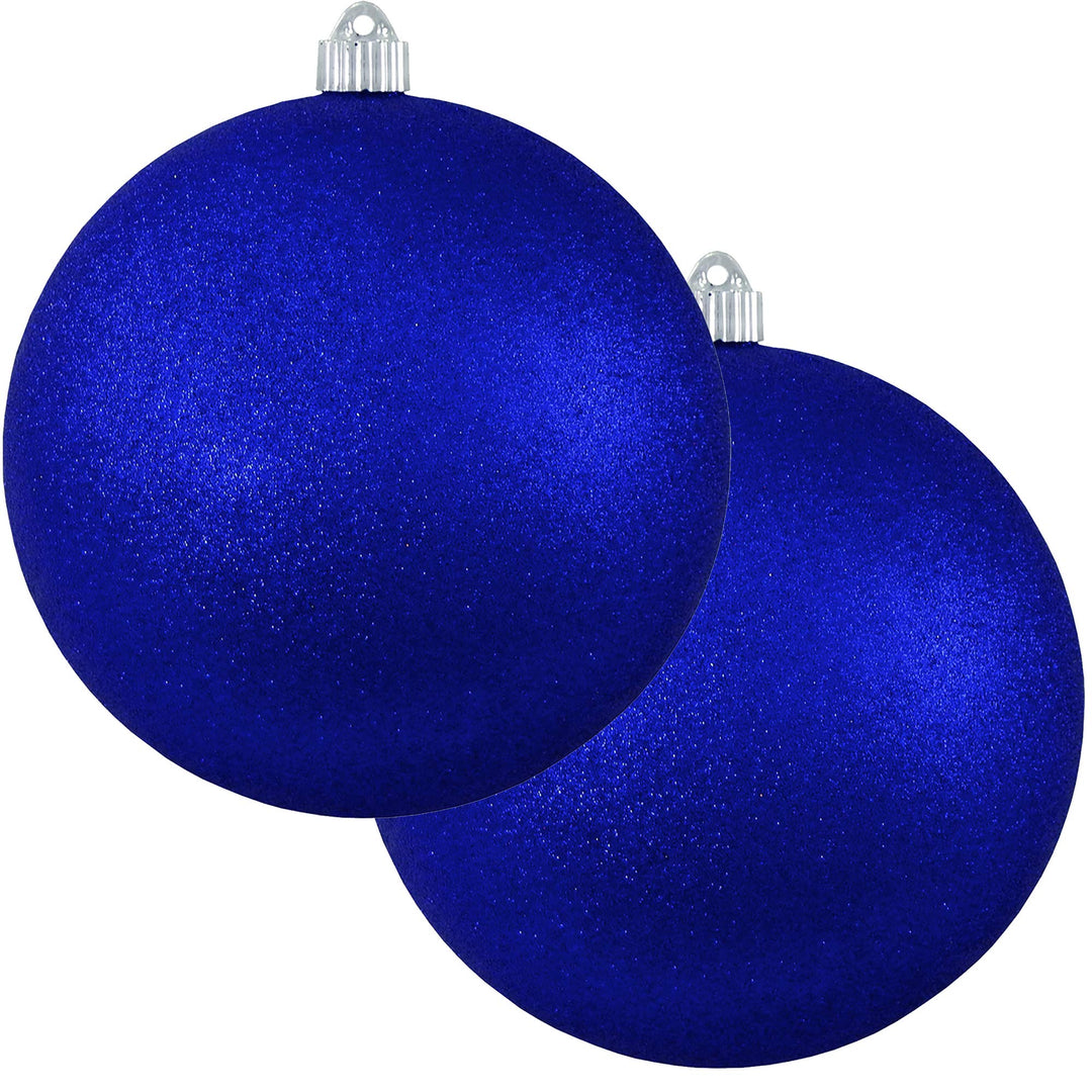 Christmas By Krebs 6" (150mm) Dark Blue Glitter [2 Pieces] Solid Commercial Grade Indoor and Outdoor Shatterproof Plastic, Water Resistant Ball Ornament Decorations