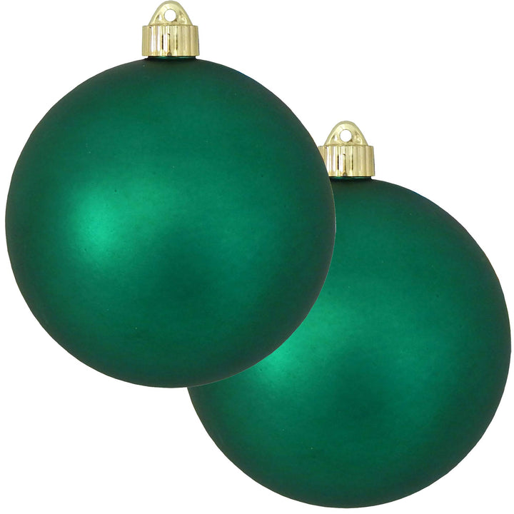 Christmas By Krebs 6" (150mm) Velvet Shamrock Green [2 Pieces] Solid Commercial Grade Indoor and Outdoor Shatterproof Plastic, UV and Water Resistant Ball Ornament Decorations