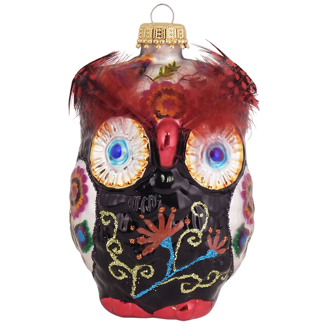 Christmas By Krebs Blown Glass  Collectible Tree Ornaments  (3 3/4" Boho Owl)