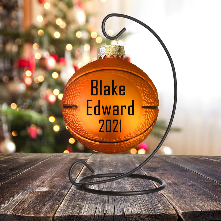 Personalized Basketball Glass Ornament Gift, Customize with Your Personal Message