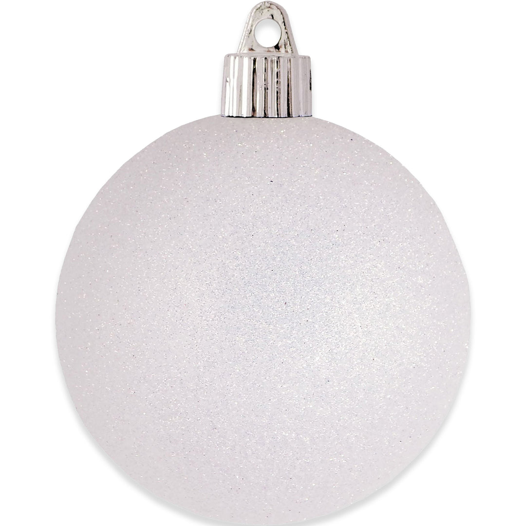 Christmas By Krebs 3 1/4" (80mm) Snowball White Glitter [8 Pieces] Solid Commercial Grade Indoor and Outdoor Shatterproof Plastic, Water Resistant Ball Ornament Decorations