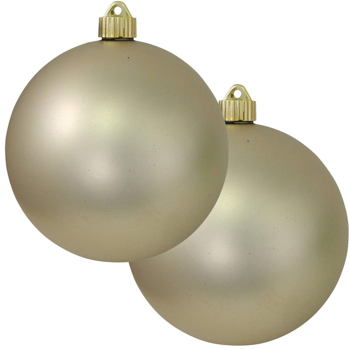 Christmas By Krebs 6" (150mm) Velvet Buff Ivory [2 Pieces] Solid Commercial Grade Indoor and Outdoor Shatterproof Plastic, UV and Water Resistant Ball Ornament Decorations