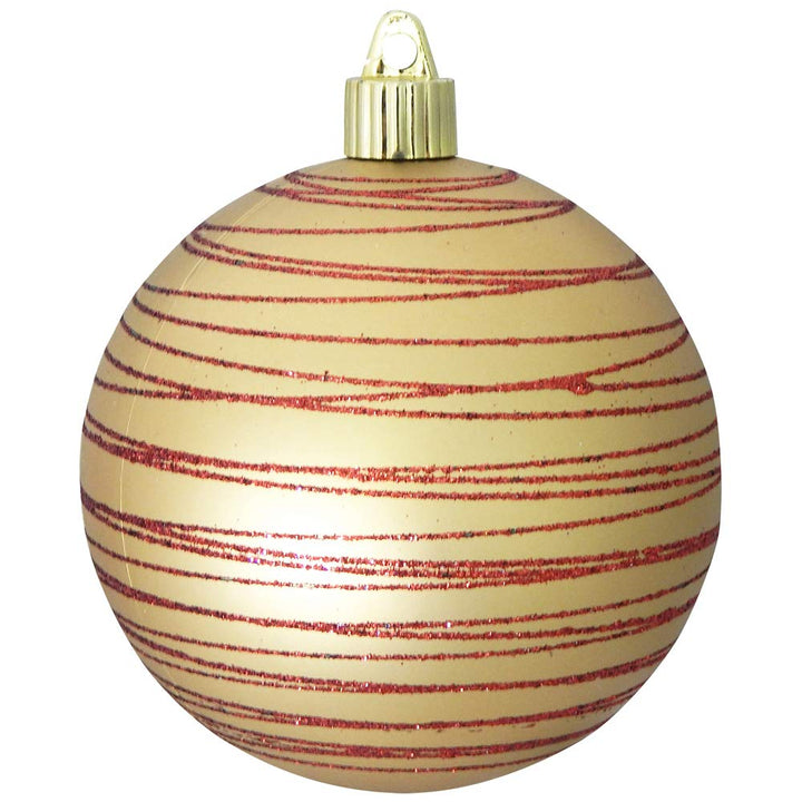 Christmas By Krebs 4" (100mm) Ornament [4 Pieces] Commercial Grade Indoor and Outdoor Shatterproof Plastic, Water Resistant Ball Decorated Ornaments (Gold Dust with Tangles)