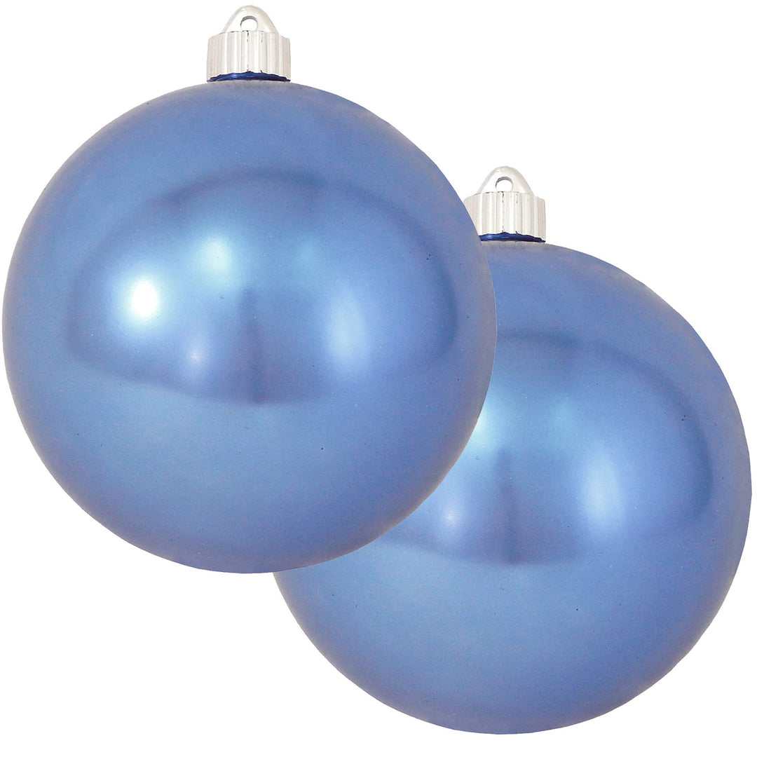 Christmas By Krebs 6" (150mm) Shiny Polar Blue [2 Pieces] Solid Commercial Grade Indoor and Outdoor Shatterproof Plastic, UV and Water Resistant Ball Ornament Decorations
