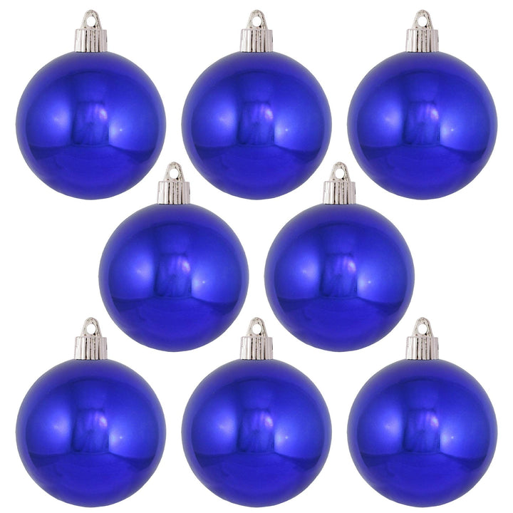 Christmas By Krebs 3 1/4" (80mm) Shiny Azure Blue [8 Pieces] Solid Commercial Grade Indoor and Outdoor Shatterproof Plastic, UV and Water Resistant Ball Ornament Decorations