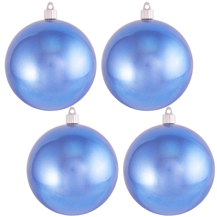 Christmas By Krebs 4 3/4" (120mm) Shiny Polar Blue [4 Pieces] Solid Commercial Grade Indoor and Outdoor Shatterproof Plastic, UV and Water Resistant Ball Ornament Decorations